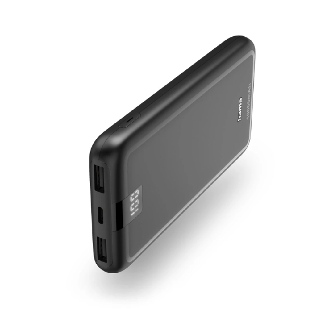 Hama Bateria Externa Powerbank 10000mAh - Polimero de Litio - USB-C - USB-A - Carga Rapida - 3 Conexiones de Salida - Pantalla Digital - Indicador de  1