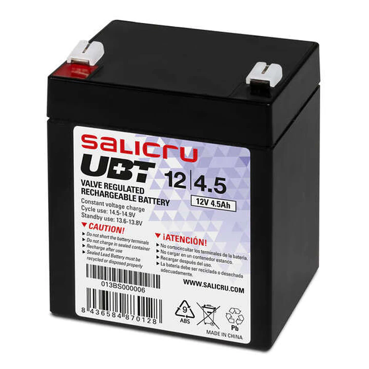Salicru UBT 12/4,5 Bateria AGM Recargable de 4,5 Ah / 12 V - Color Negro 1