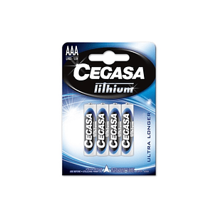 Cegasa Lithium Pack de 4 Pilas de Litio AAA LR03 1.5V