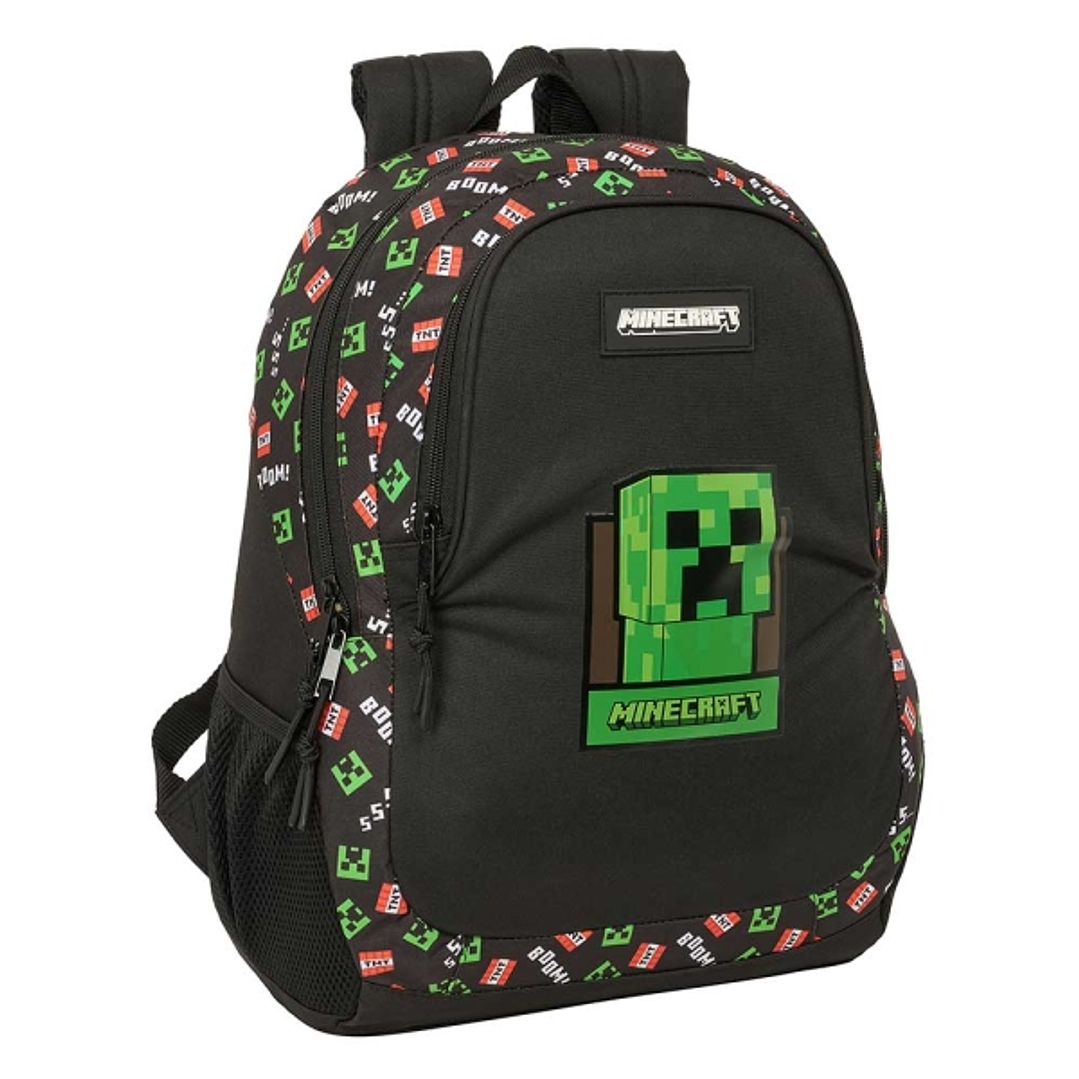 Safta Minecraft Mochila Adaptable a Carro - Portabotellas - Compartimentos Grandes - Tirador Doble - Hombreras Acolchadas - Asa Superior - 23L - 320x1 1