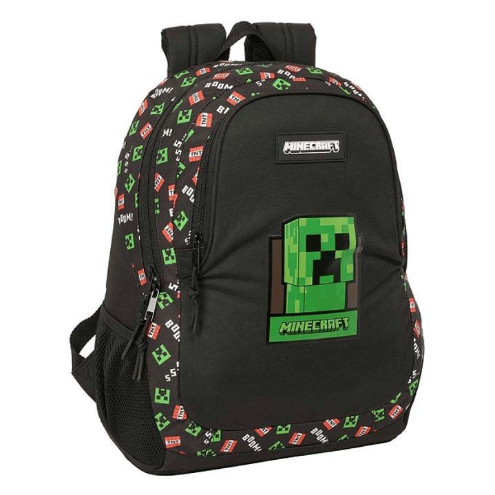 Safta Minecraft Mochila Adaptable a Carro - Portabotellas - Compartimentos Grandes - Tirador Doble - Hombreras Acolchadas - Asa Superior - 23L - 320x1 1