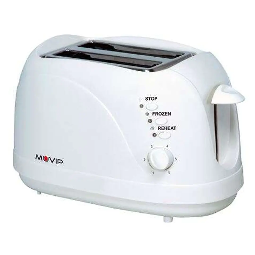 Muvip Tostadora de Pan 750W - Capacidad para 2 Rebanadas - 6 Niveles de Tostado - Funcion Calentar, Descongelacion y Recalentar - Parada Automatica y  1