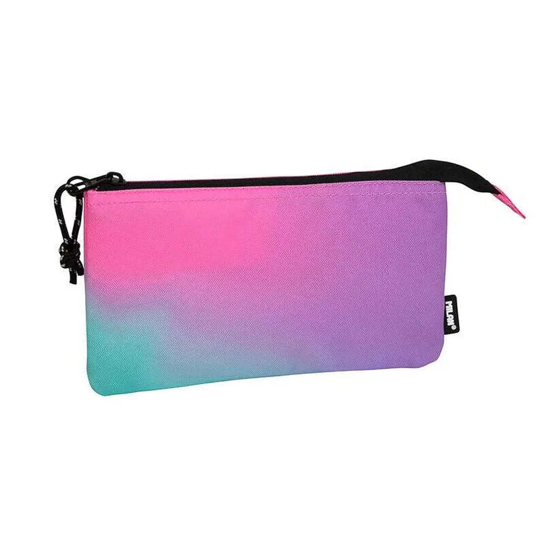 Milan Sunset Estuche Portatodo 5 Compartimentos - Tejido Resistente a las Roturas y Rasgaduras - Medidas 22x12x4cm - Color Rosa 1