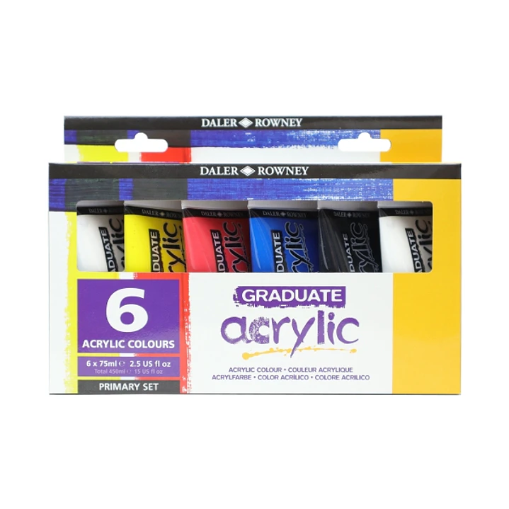 Daler Rowney Graduate Pack de 6 Pinturas Acrilicas - 75ml - Colores Surtidos 1