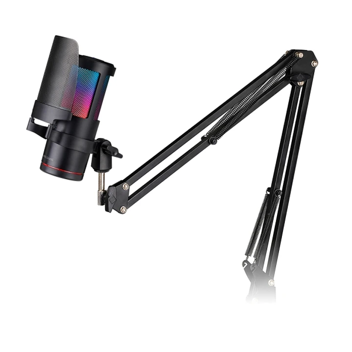 Mars Gaming MMIC-SC Microfono Gaming - Brazo Mecanico Omnidireccional - Filtro Pop de Malla Metalica - Iluminacion ARGB Tactil - Diagrama Polar Cardio 1