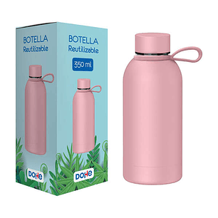 Dohe Botella Reutilizable 350ml - Acero Inoxidable de Doble Pared - Libre de BPA - Tapon Hermetico Antigoteo de Acero Inoxidable - Recubierta de Cauch
