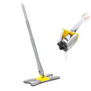 Innovagoods Twop Fregona de Microfibra Autoescurrible Tipo X - Multifuncion - Facil Limpieza - 38x142x18cm - Color Amarillo y Gris