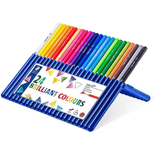 Staedtler Ergosoft 157 Pack de 24 Lapices de Colores - Diseño Ergonomico - Superficie Antideslizante - Colores Surtidos