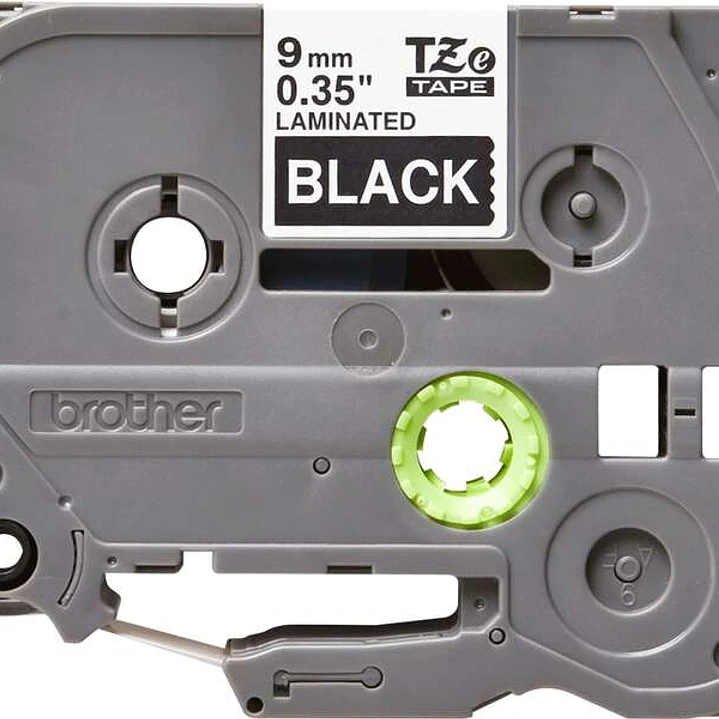 Brother TZe325 Cinta Laminada Original de Etiquetas - Texto blanco sobre fondo negro - Ancho 9mm x 8 metros 1