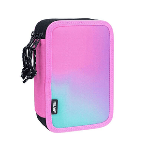 Milan Sunset Plumier de 3 Pisos con Goma de Borrar, Sacapuntas, Lapiz, 3 Boligrafos Capsule, Regla, 12 Lapices de Colores, 6 Lapices de Colores Metali