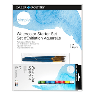 Daler Rowney Simply Pack de 16 Piezas - Acuarelas - Set de Iniciacion - Colores Surtidos
