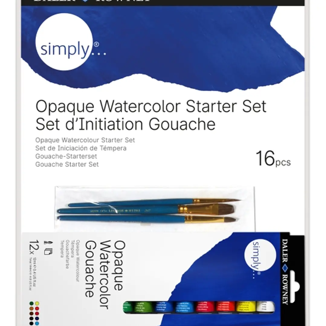 Daler Rowney Simply Pack de 16 Piezas - Temperas Gouache - Set de Iniciacion - Colores Surtidos 1