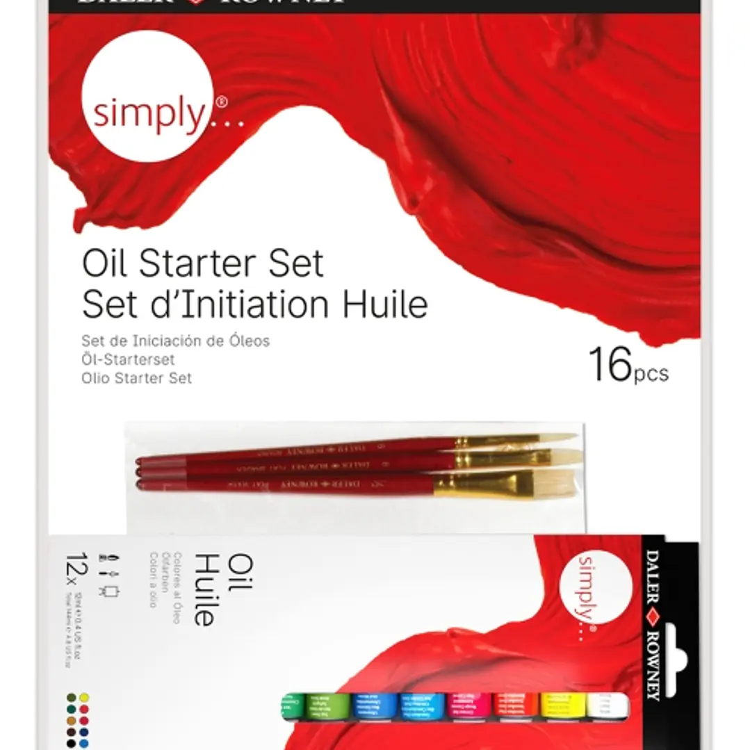 Daler Rowney Simply Pack de 16 Piezas - Pinturas al Oleo - Set de Iniciacion - Colores Surtidos 1