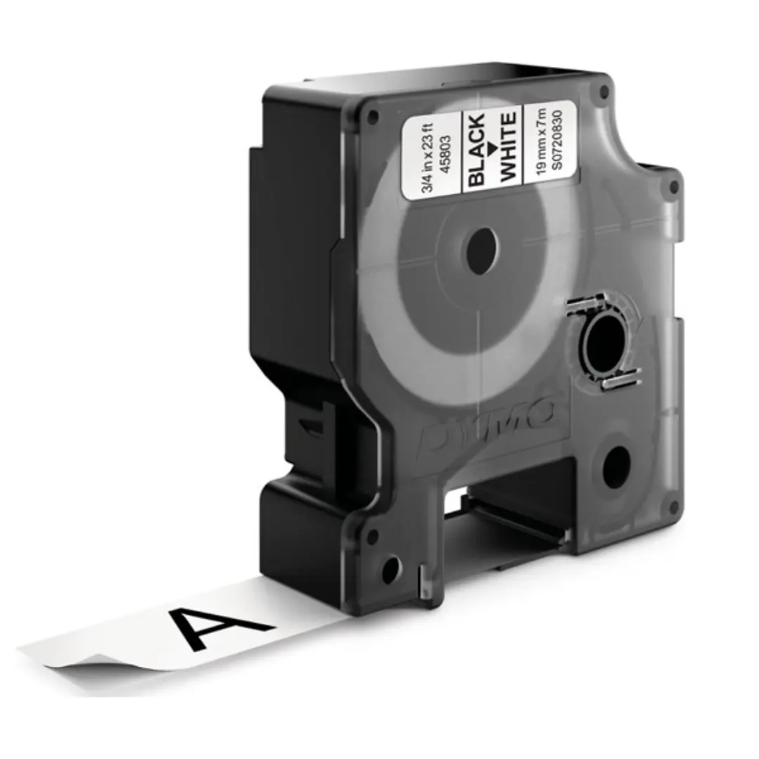 Dymo D1 45803 Cinta de Etiquetas Original para Rotuladora - Texto Negro sobre Fondo Blanco - Ancho 19mm x Largo 7m 1