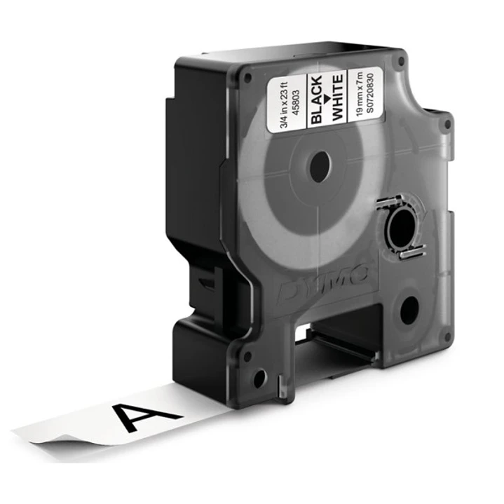 Dymo D1 45803 Cinta de Etiquetas Original para Rotuladora - Texto Negro sobre Fondo Blanco - Ancho 19mm x Largo 7m 1