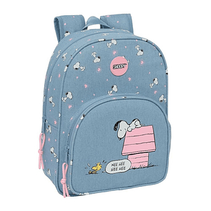 Safta Snoopy Mochila Infantil - Adaptable a Carro - Portabotellas - Hombreras Ergonomicas - Bolsillo Frontal - 10L - 260x110x340mm - Color Azul