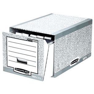 Fellowes Bankers Box Cajon Archivador - Montaje Manual - Carton Reciclado Certificacion FSC - Color Gris