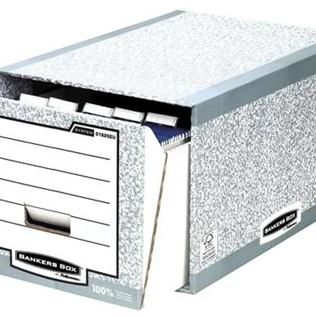 Fellowes Bankers Box Cajon Archivador - Montaje Manual - Carton Reciclado Certificacion FSC - Color Gris 1