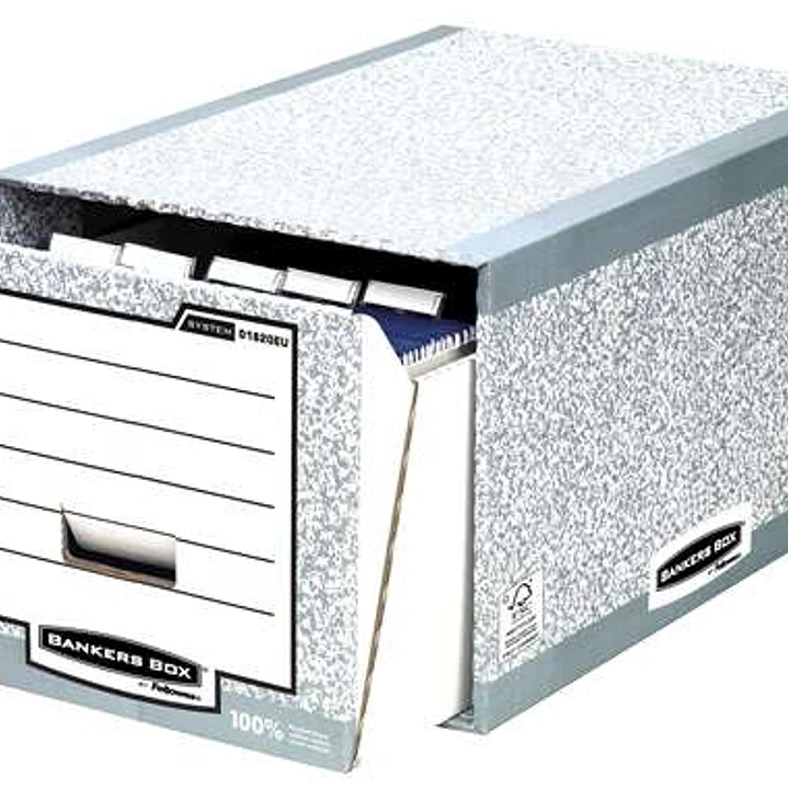 Fellowes Bankers Box Cajon Archivador - Montaje Manual - Carton Reciclado Certificacion FSC - Color Gris 1