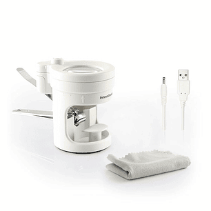 Innovagoods Clail Cortauñas con Lupa - 8 Aumentos - Cable USB de 80cm - Luz LED - Incluye Accesorios - Altura Ajustable - Base Antideslizante - 10.5x8