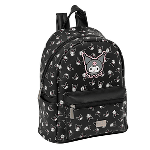 Safta Kuromi Mini Mochila - Bolsillo Frontal - Cremalleras con Doble Tirador - Bolsillo Lateral - Interior Forrado - Hombreras Ajustables - Asa Superi
