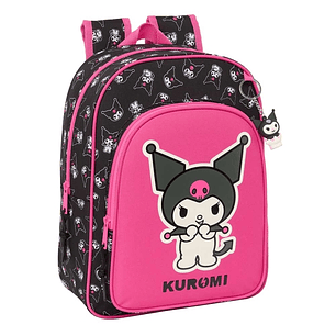 Safta Kuromi Mochila Infantil - Adaptable a Carro - Portabotellas - Hombreras Acolchadas - Bolsillo Frontal - 10L - 260x110x340mm - Color Negro y Rosa