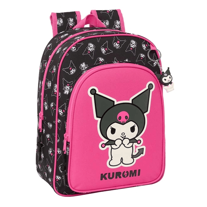 Safta Kuromi Mochila Infantil - Adaptable a Carro - Portabotellas - Hombreras Acolchadas - Bolsillo Frontal - 10L - 260x110x340mm - Color Negro y Rosa 1