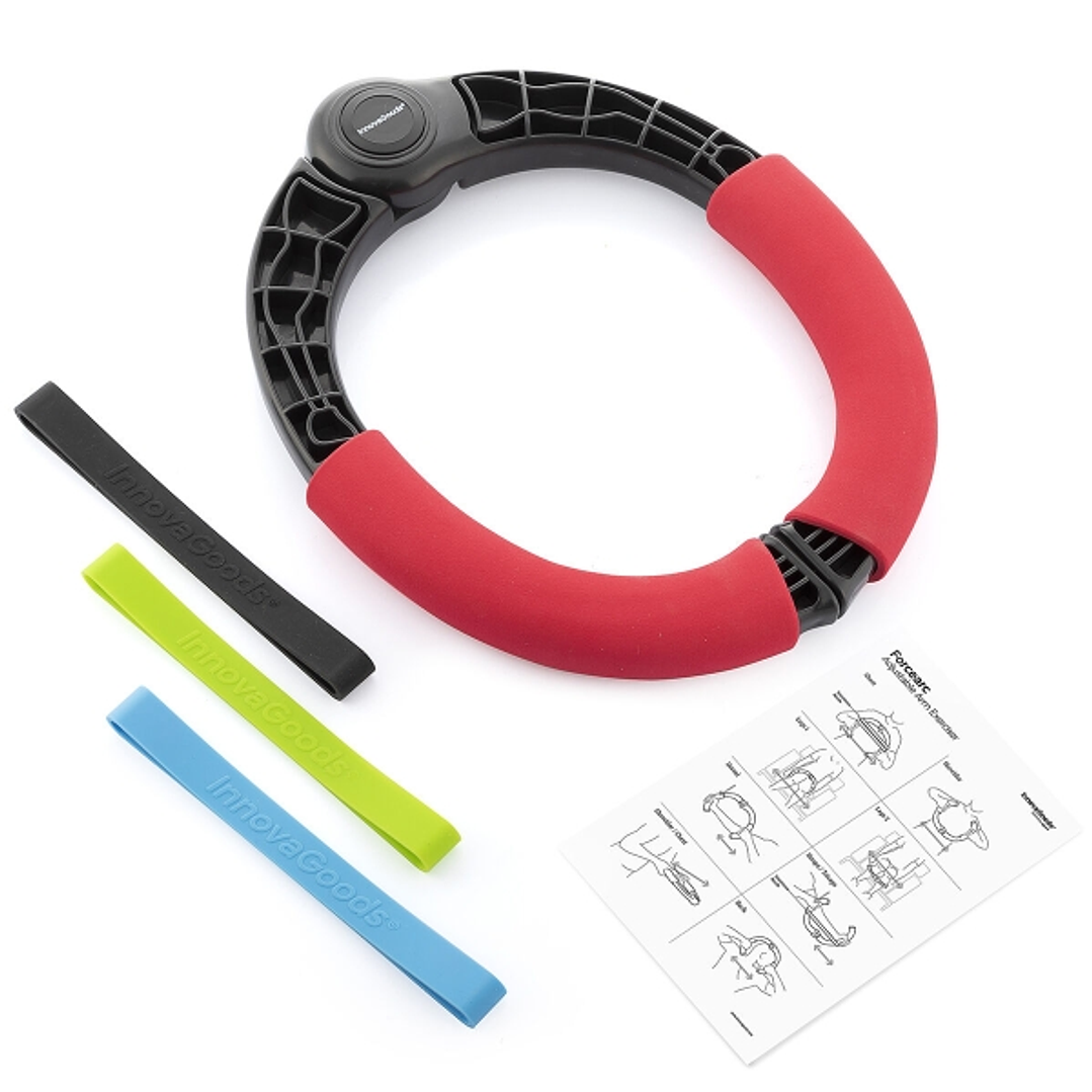 Innovagoods Forcearc Ejercitador de Brazos Regulable - Resistencia Ajustable - Guia de Ejercicios - Material Antideslizante - 3 Bandas de Resistencia  1
