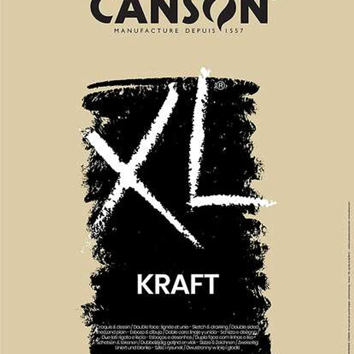 Canson XL Kraft Rayado Bloc de Dibujo con 60 Hojas A3 - Espiral Microperforado - 29.7x42cm - 90g - Color Beige 1