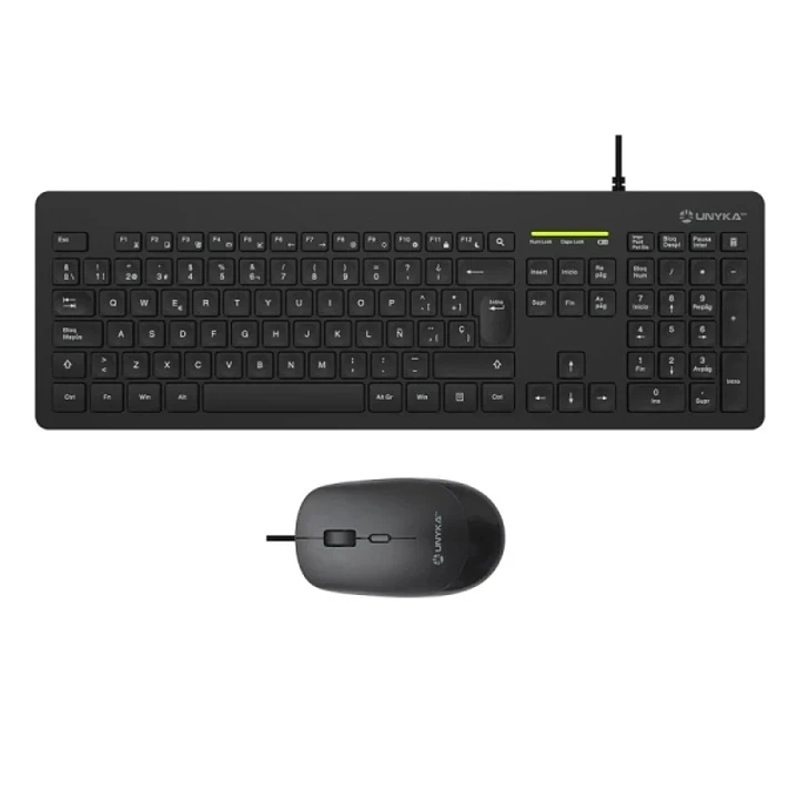 Unykach MK211 Pro Slim Pack de Teclado Slim 108 Teclas de Membrana + Raton 2400dpi, 3 Botones, Uso Ambidiestro - Color Negro 1
