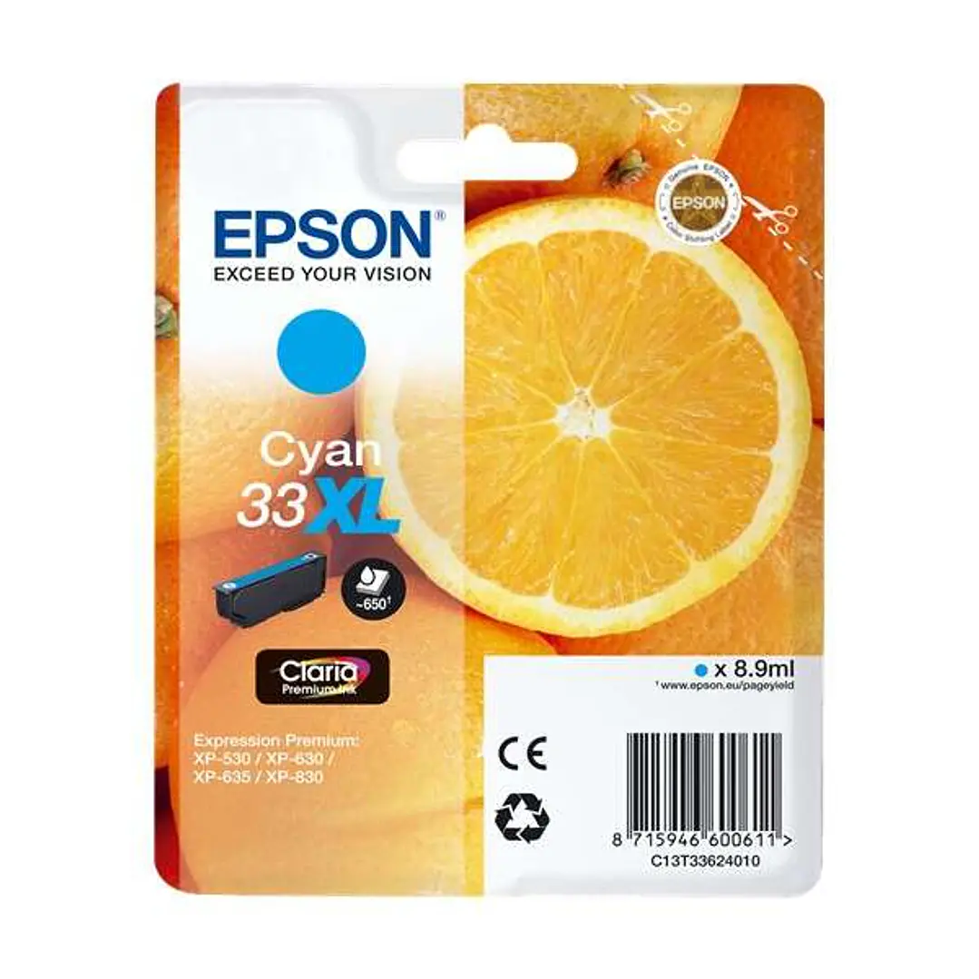 Epson T3362 (33XL) Cyan Cartucho de Tinta Original - C13T33624012 1