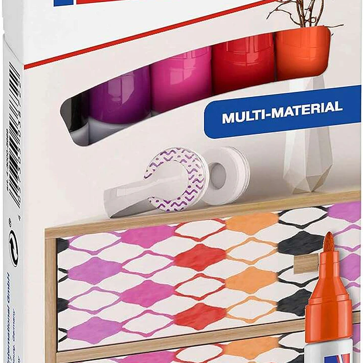 Edding 3000 Pack de 5 Rotuladores Permanentes Colores Calidos - Punta Redonda de 1.5mm - Trazo entre 1.5 y 3mm - Recargable - Secado Rapido - Colores  1