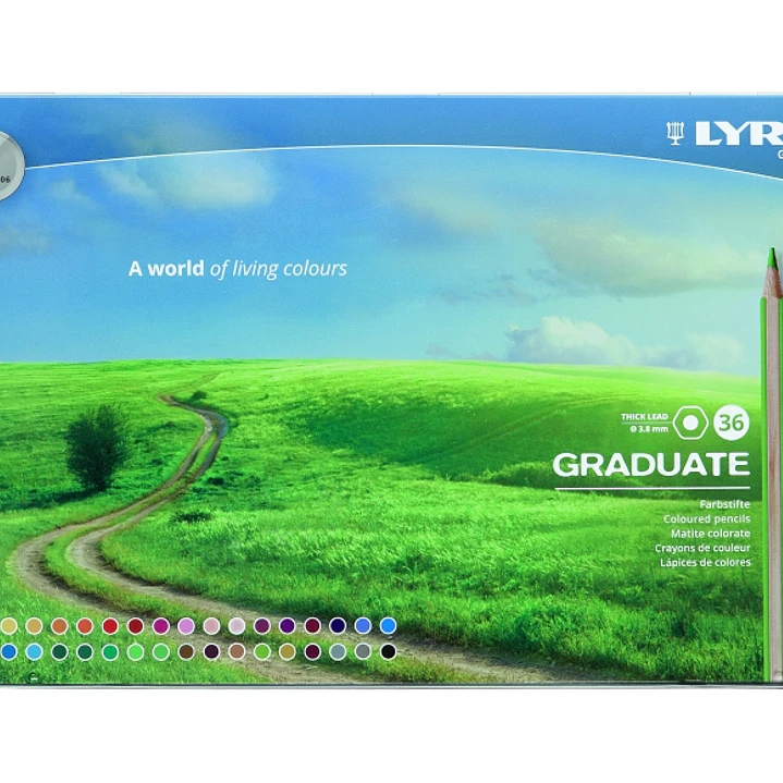 Lyra Graduate Pack de 36 Lapices de Colores - Hexagonal - Estuche de Metal - Color Negro 1
