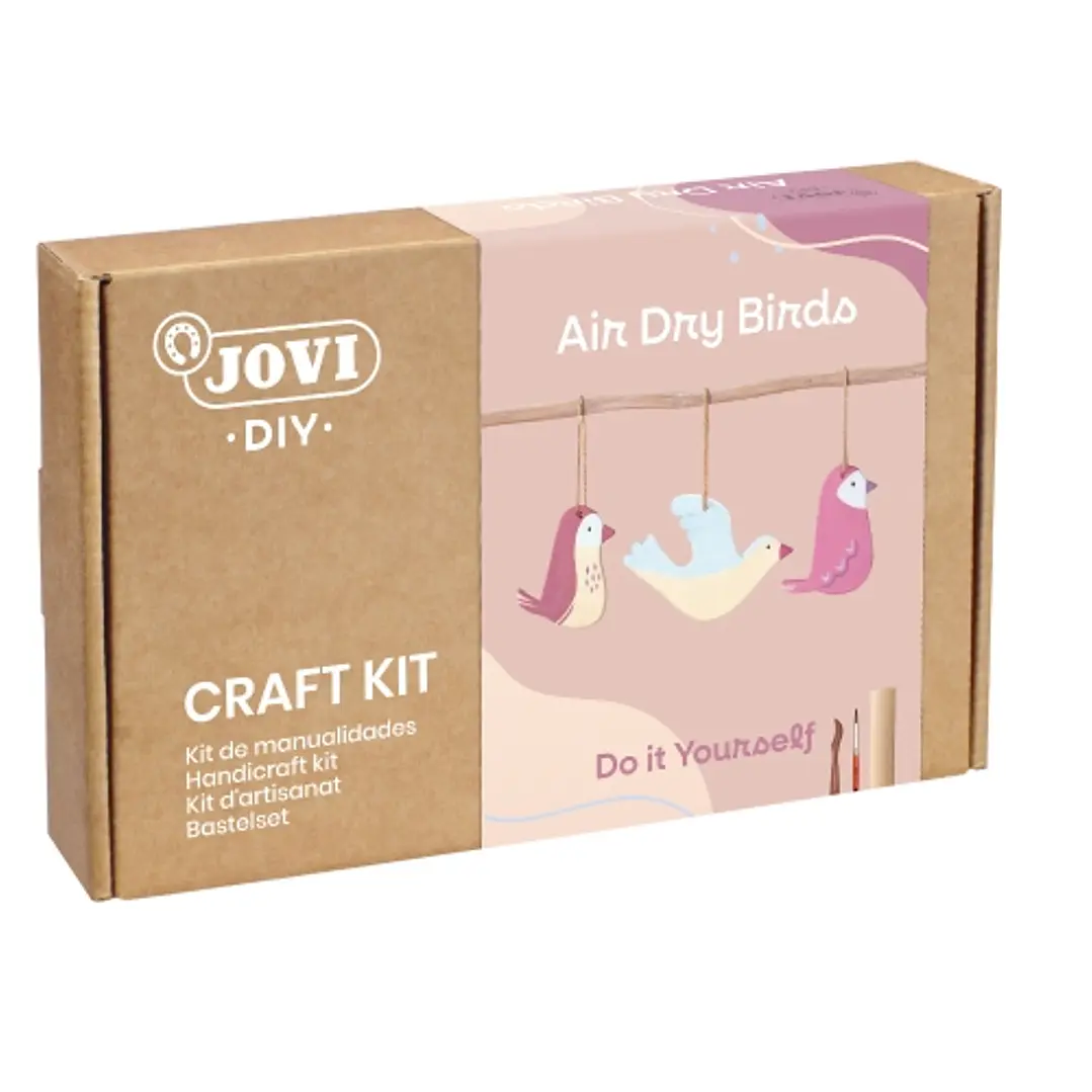 Jovi Diy Kit de Manualidades para Hacer Pajaros - Pasta Endurecible Air Dry - 500g Airdry - Rodillo de Madera - Herramientas de Modelaje - Pintura Gou 1