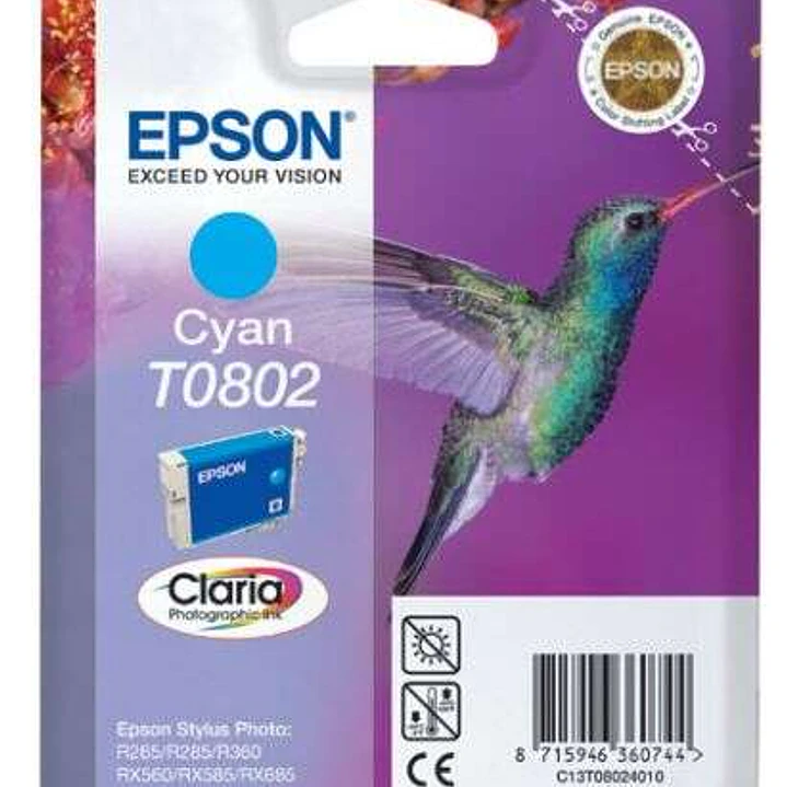 Epson T0802 Cyan Cartucho de Tinta Original - C13T08024011 1