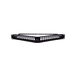 WP Patch Panel de 24 Puertos RJ45 CAT6 UTP - 1U Keystone Angulado - Color Negro