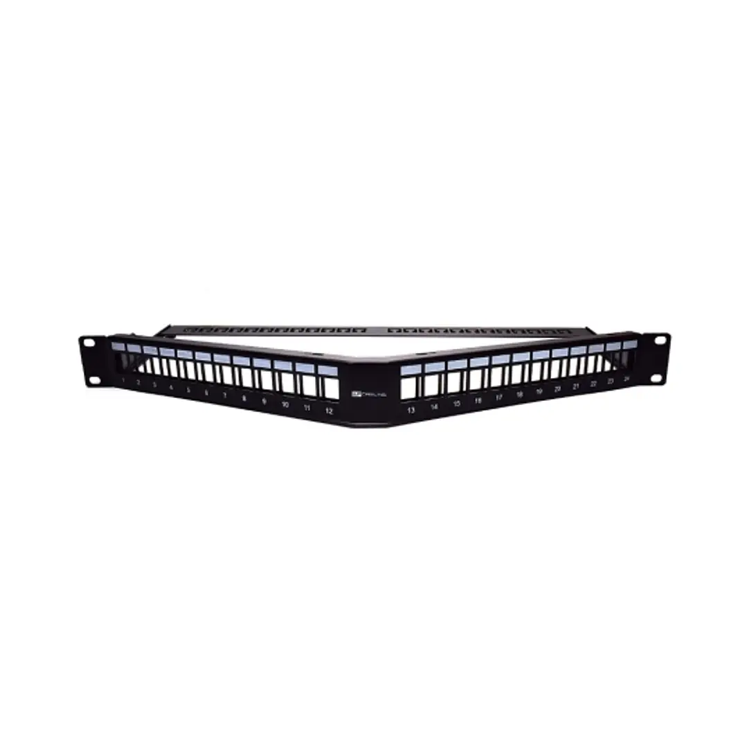 WP Patch Panel de 24 Puertos RJ45 CAT6 UTP - 1U Keystone Angulado - Color Negro 1