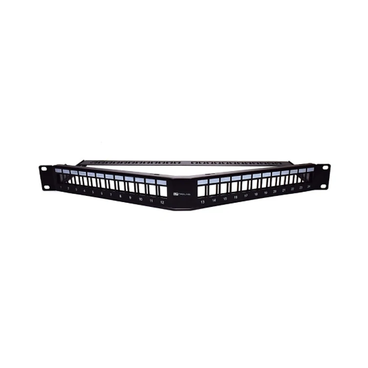 WP Patch Panel de 24 Puertos RJ45 CAT6 UTP - 1U Keystone Angulado - Color Negro 1