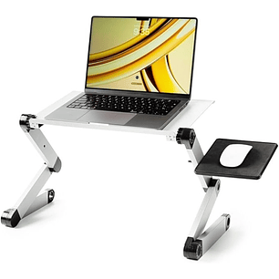 Innovagoods Omnible Mesa Ajustable Multiposicion para Portatil de Aluminio - Plegable - Soporta hasta 15kg - Bandeja para Raton - Rotable 360º - Multi