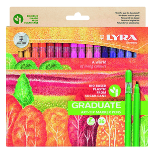 Lyra Graduate Art Tip Pack de 36 Rotuladores - Colores Surtidos