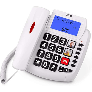 SPC Comfort Volume 2 Telefono Fijo Senior - Teclas Extragrandes - Memorias Directas con Fotografia - Gran Volumen de Timbre - Señal Luminosa en Auricu