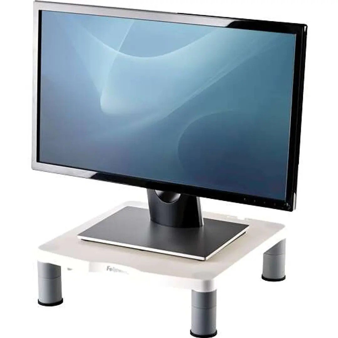 Fellowes Soporte Estandar para Monitor - Ajustable en 3 Alturas - Pies Antideslizantes - Hasta 27kg - Color Gris 1