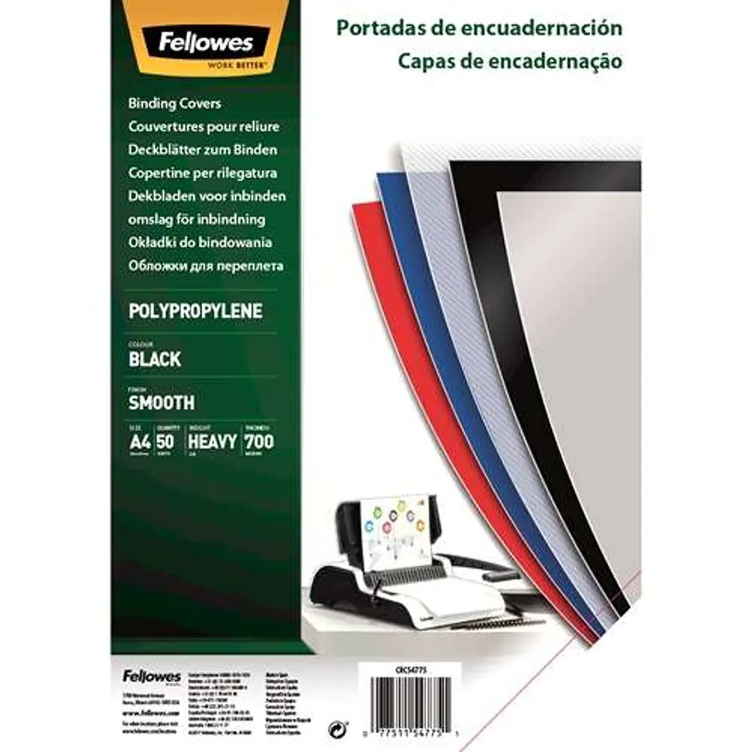 Fellowes Pack de 50 Portadas de Polipropileno A4 - 700 Micras - Alta Calidad - Color Negro 1