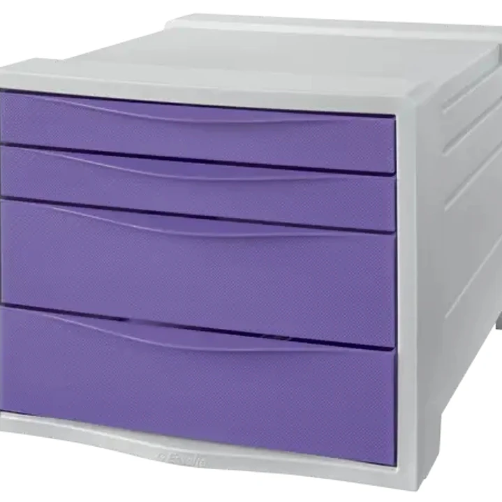 Esselte Colour'Breeze Buc de 4 Cajones - 2 Medidas de Cajon - Deslizamiento Suave - Base con Goma Antideslizante - Color Gris/Lavanda 1