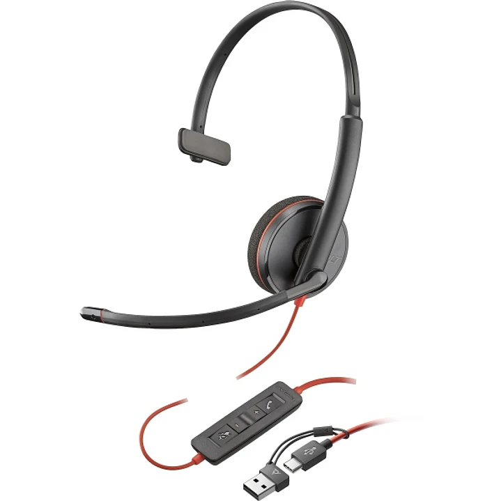 HP Poly Blackwire 3210 USB-C/USB-A Auricular Monoaural con Microfono - Almohadilla Acolchada - Controles en Cable 1