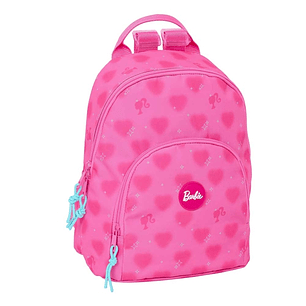 Safta Barbie Corazones Mini Mochila - Bolsillo Frontal - Cremallera Doble - Bolsillo Trasero - Hombreras Ajustables - Asa Superior - 250x130x300mm - C