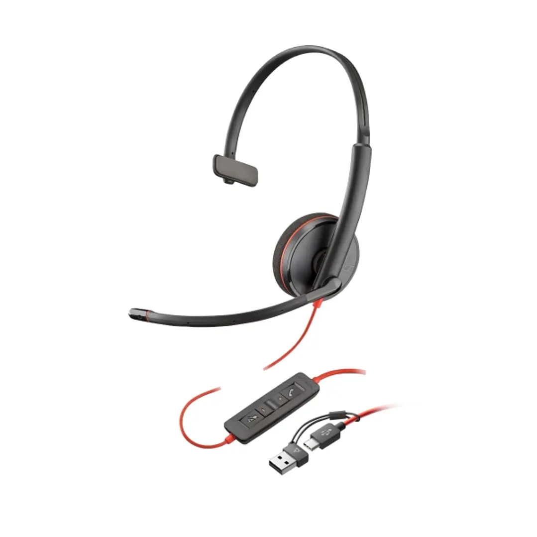 HP Poly Blackwire 3210 USB-C/USB-A Auricular Monoaural con Microfono - Almohadilla Acolchada - Controles en Cable 1