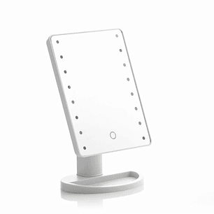 Innovagoods Perflex Espejo de Sobremesa - Luz LED Blanca Regulable - Inalambrico - Tactil - Soporte Desmontable - 17x27x12cm - Color Blanco
