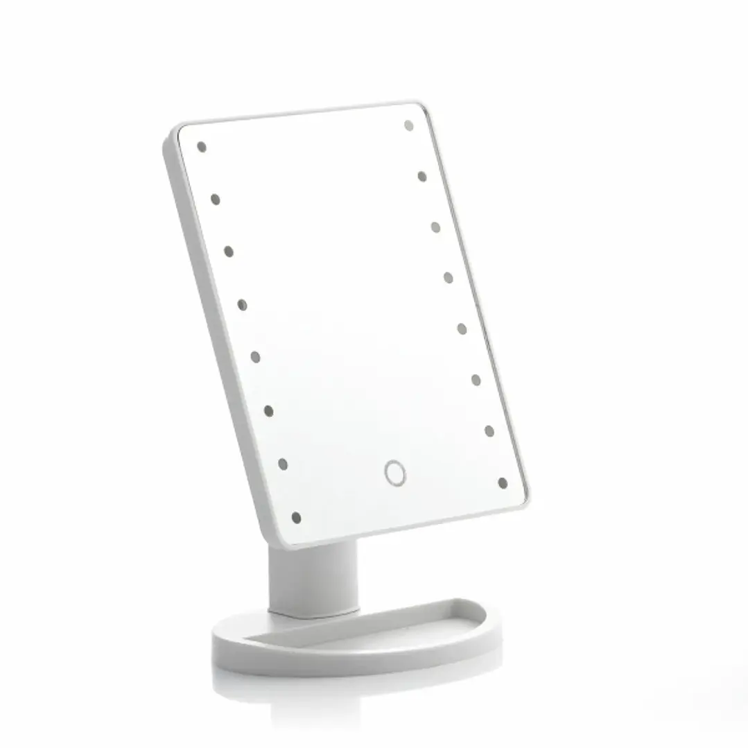 Innovagoods Perflex Espejo de Sobremesa - Luz LED Blanca Regulable - Inalambrico - Tactil - Soporte Desmontable - 17x27x12cm - Color Blanco 1