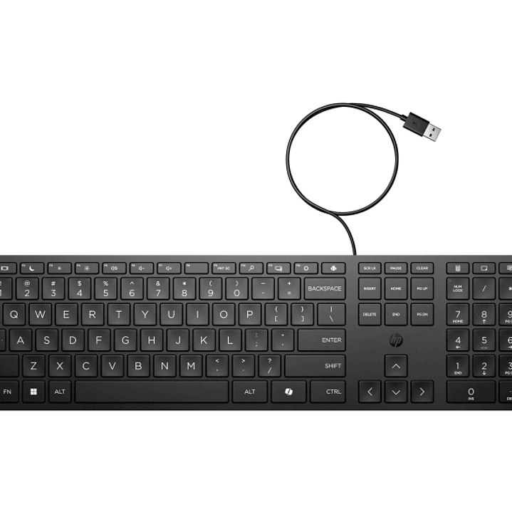 HP 320K Teclado USB - Teclas Silenciosas de Bajo Perfil 2.0 mm - Tecla Copilot IA - LED de Bloq Mayus/Bloq Num - Inclinacion Ajustable 0?6° - Fabricad 1